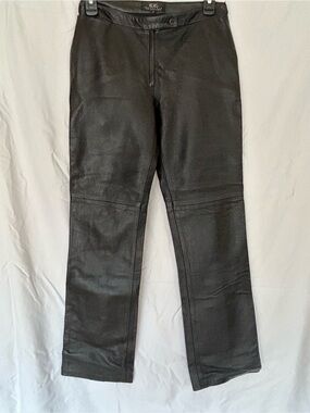 BCBGMaxAzria Black Leather Bootcut Jeans